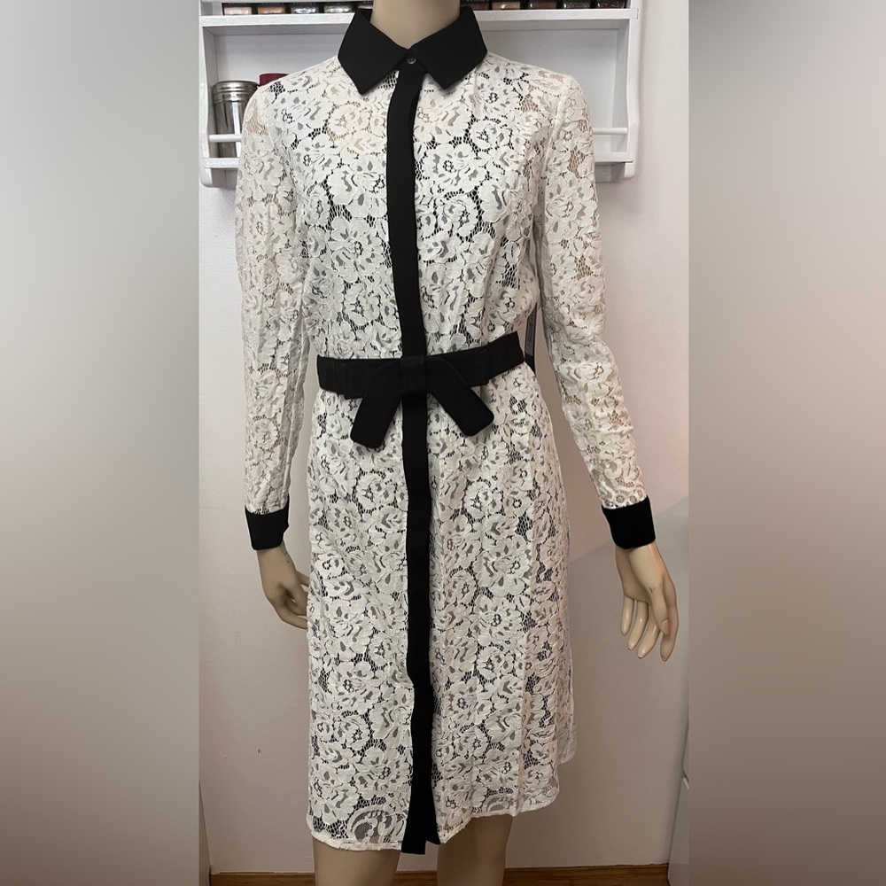 NWT Badgley Mischka Ivory Black Dress